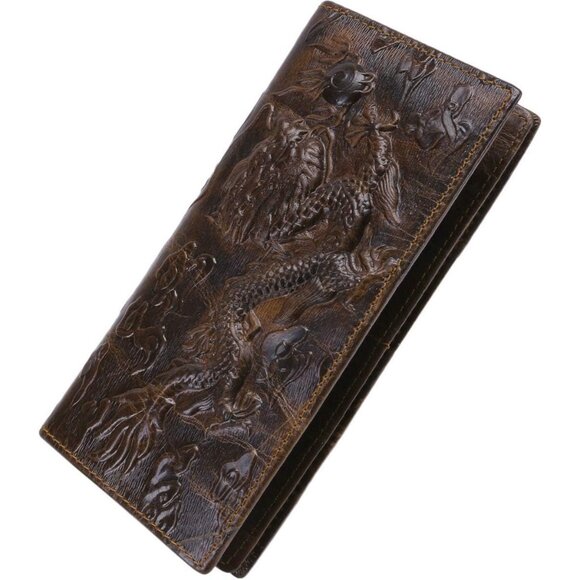 Checkbook Genuine Leather Long Bifold Walletfor Men's